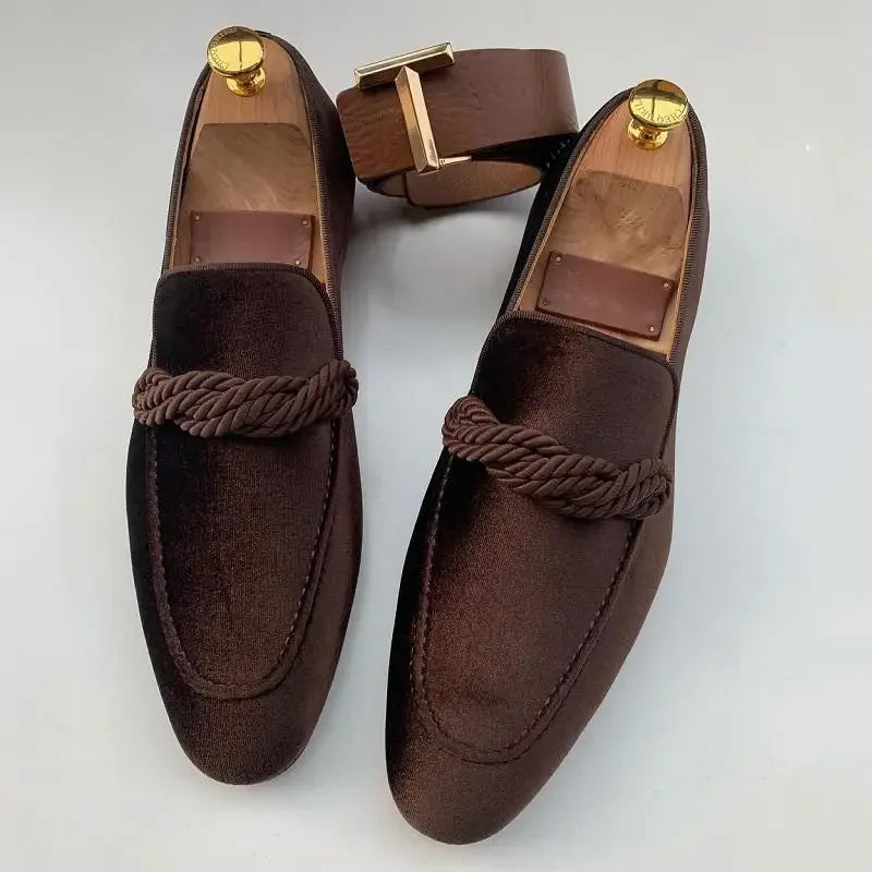 Elegant Corduroy Braided Slip-On Loafers