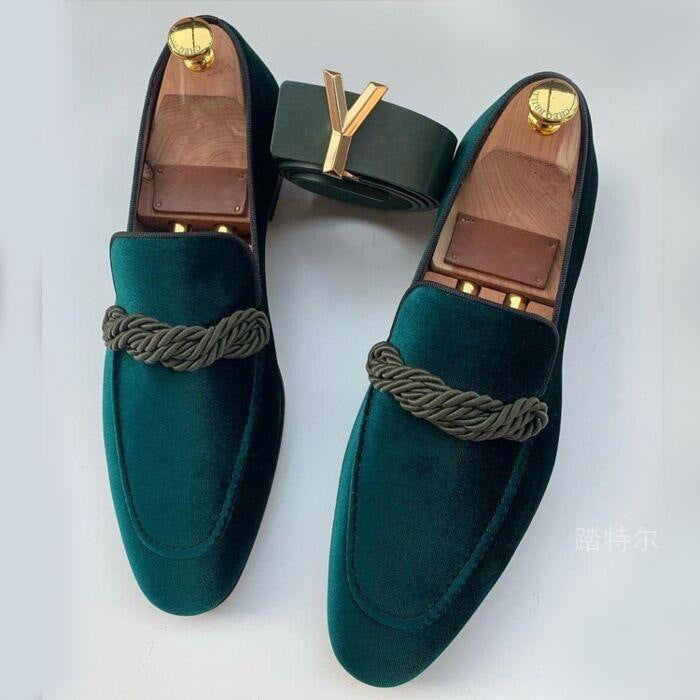 Elegant Corduroy Braided Slip-On Loafers