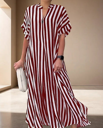 Light Airy Vertical Striped Loose Maxi Dress
