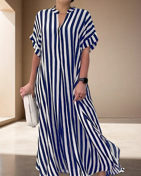 Light Airy Vertical Striped Loose Maxi Dress