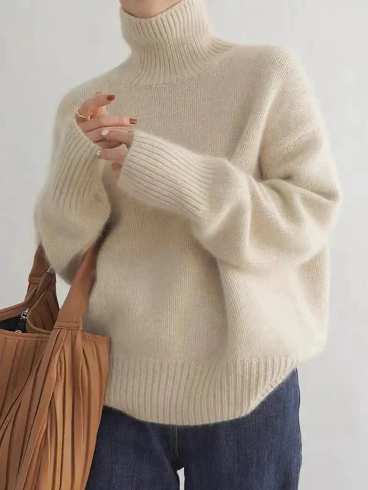 Soft Knit Oversized Turtleneck Sweater