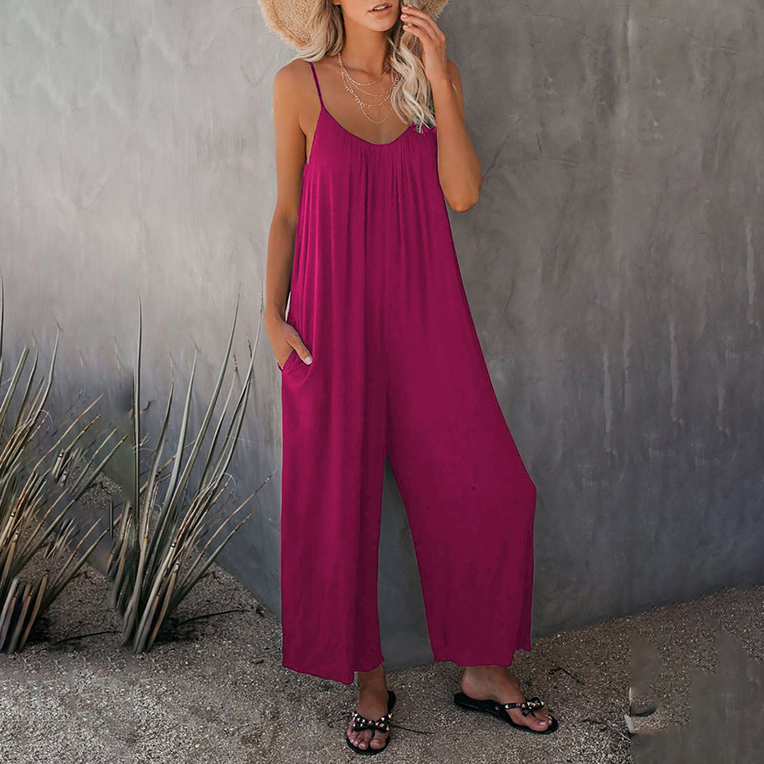 Women's Jumpsuit - Sleeveless with Spaghetti Straps - Loose Fit - Light and Breathable