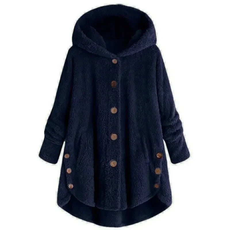 Plush Hooded Relaxed Fit Fleece Jacket