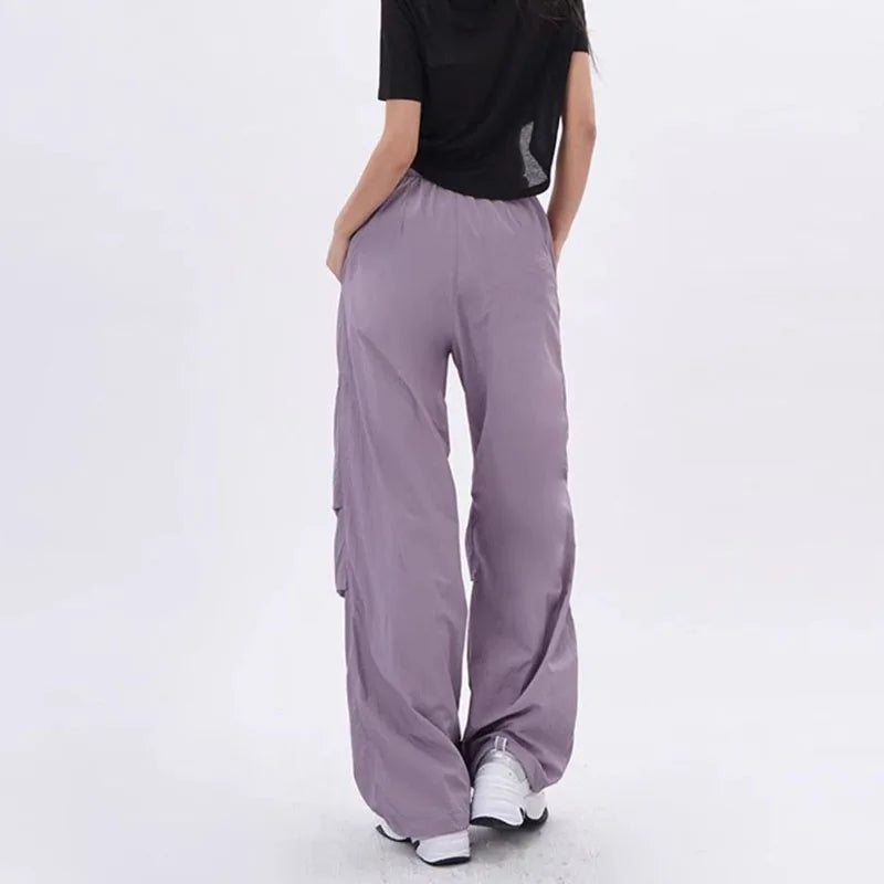 Women's Parachute Pants - Loose Fit - Lightweight Design - Adjustable Waist