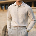 Men's Knit Sweater – Slim Fit – Cable Knit – Polo Collar – Long Sleeves Layer-on-layer
