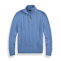 Men's Sweater with Half Zip – Cable Knit – Cotton Blend – Regular Fit – Ribbed Edges