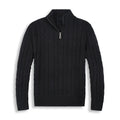 Men's Sweater with Half Zip – Cable Knit – Cotton Blend – Regular Fit – Ribbed Edges