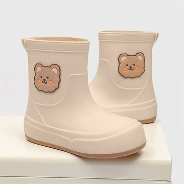 Waterproof Ankle Bear Motif Rain Boots