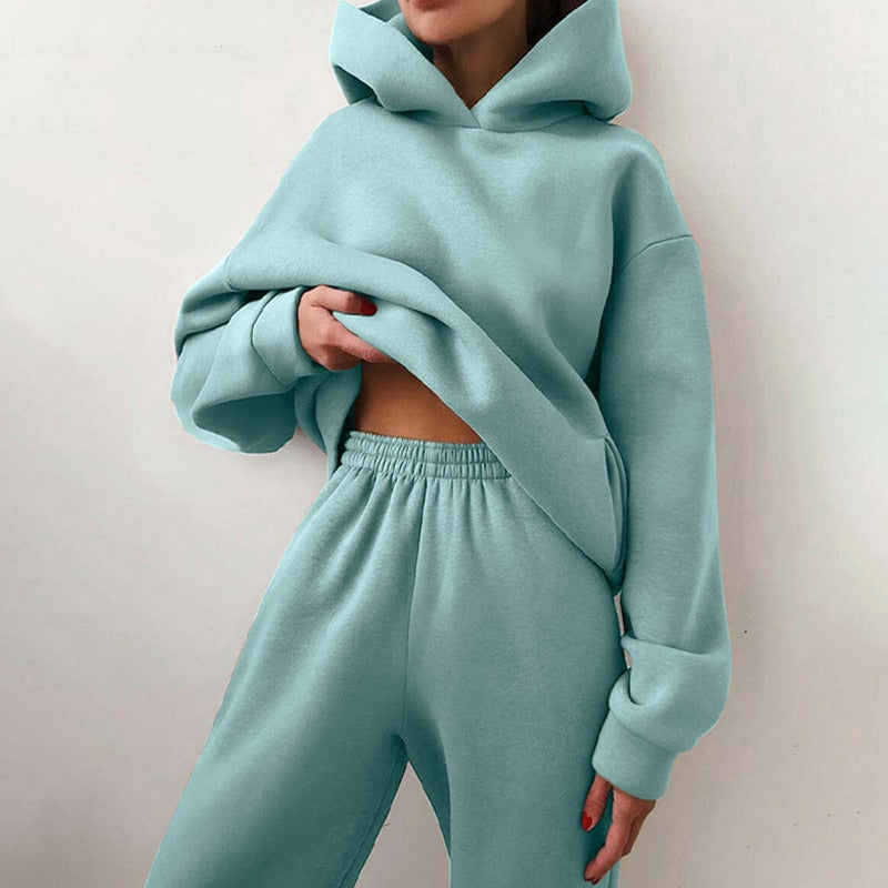 Women's Jogging Set - Oversized Hoodie & Pants - Soft Cotton - Relaxed Fit