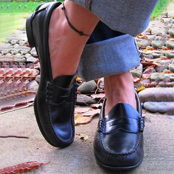Leather Low Heel Comfort Loafers