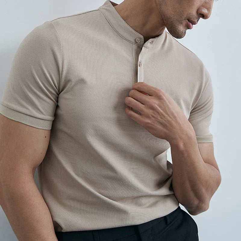 Men's T-shirt – Slim Fit – Light Cotton – Collar – Short Sleeves Casual Style