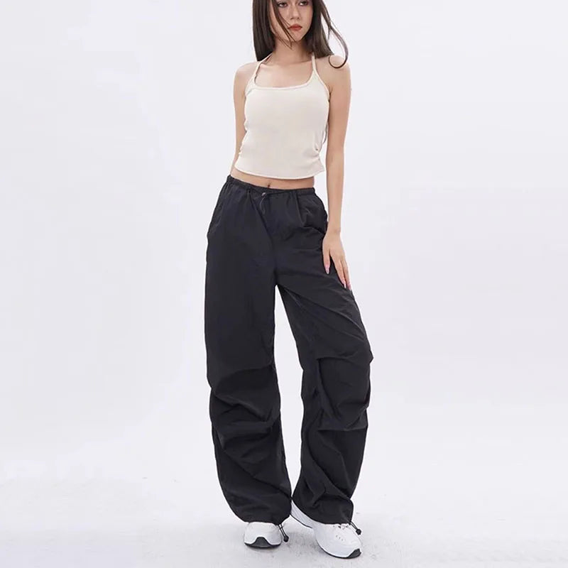 Women's Parachute Pants - Loose Fit - Lightweight Design - Adjustable Waist