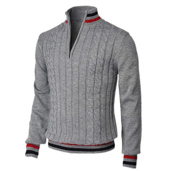 Wool Cable Knit Slim Fit Turtleneck Sweater
