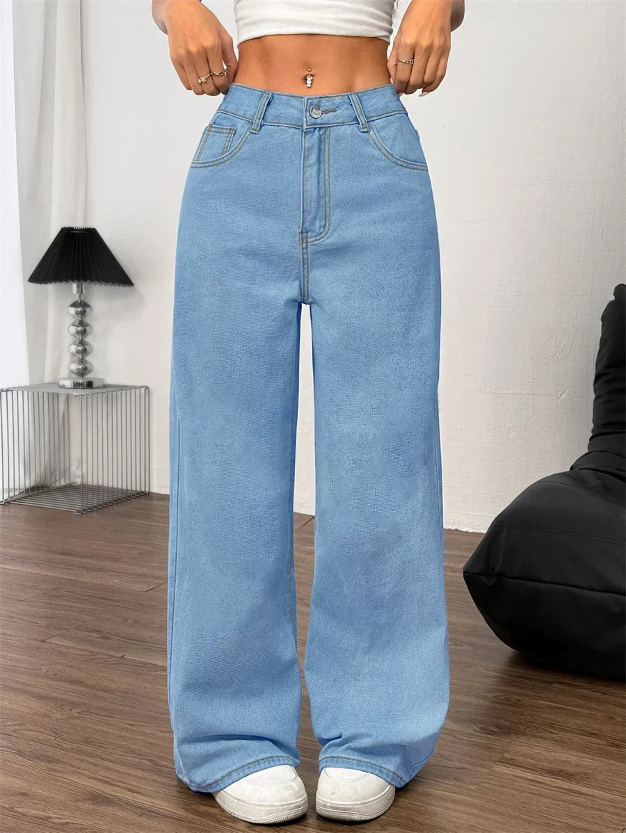 Women's Jeans - High-Waisted Wide-Leg - Comfortable Fit - Classic Denim Look