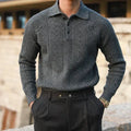Men's Knit Sweater – Slim Fit – Cable Knit – Polo Collar – Long Sleeves Layer-on-layer