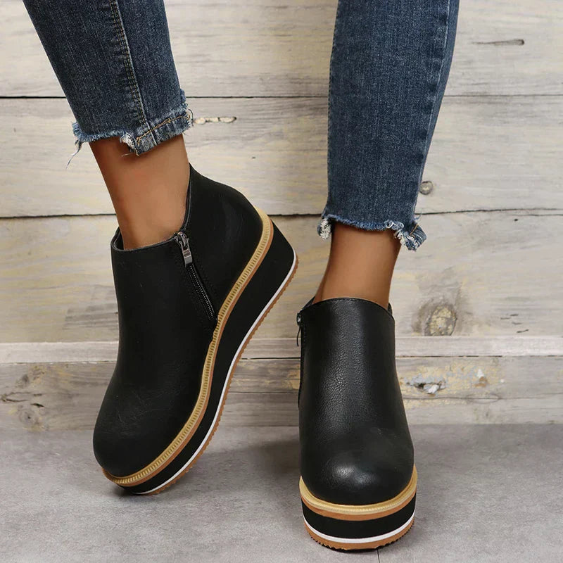 Non-Slip Platform Slim Fit Ankle Boots