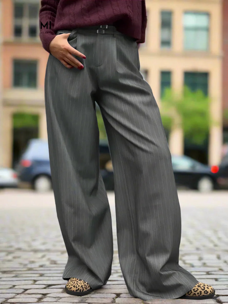 Striped High-Waisted Wide-Leg Pants