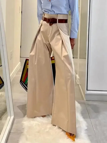 Pleated High-Waisted Wide Leg Suit Pants