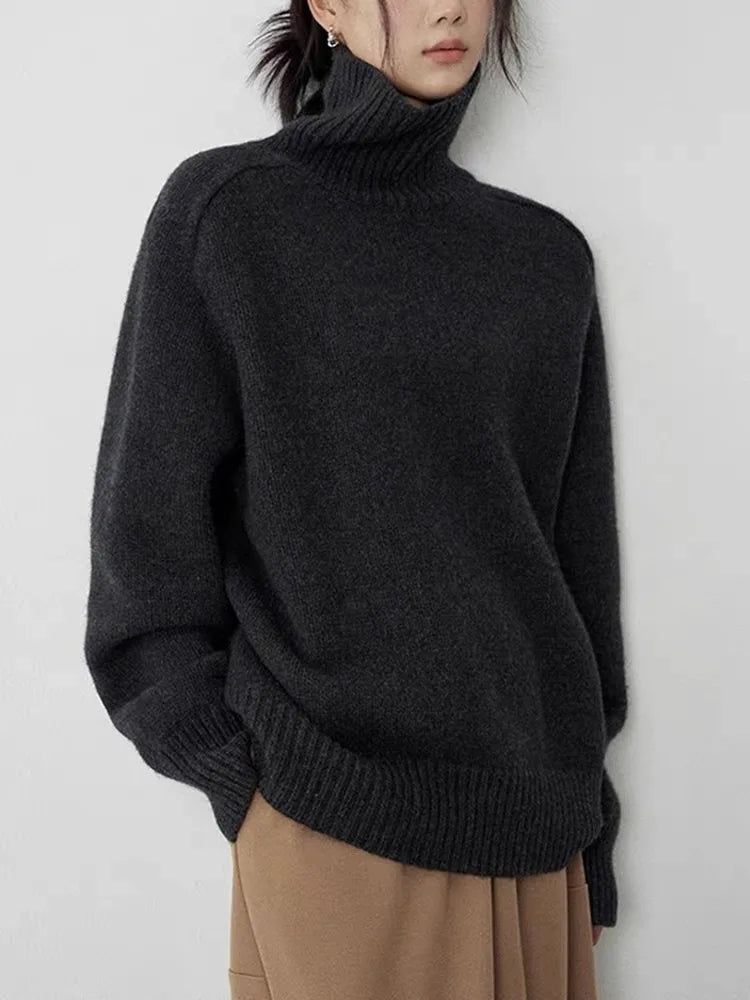 Wool Blend High-Neck Oversized Sweatshirt