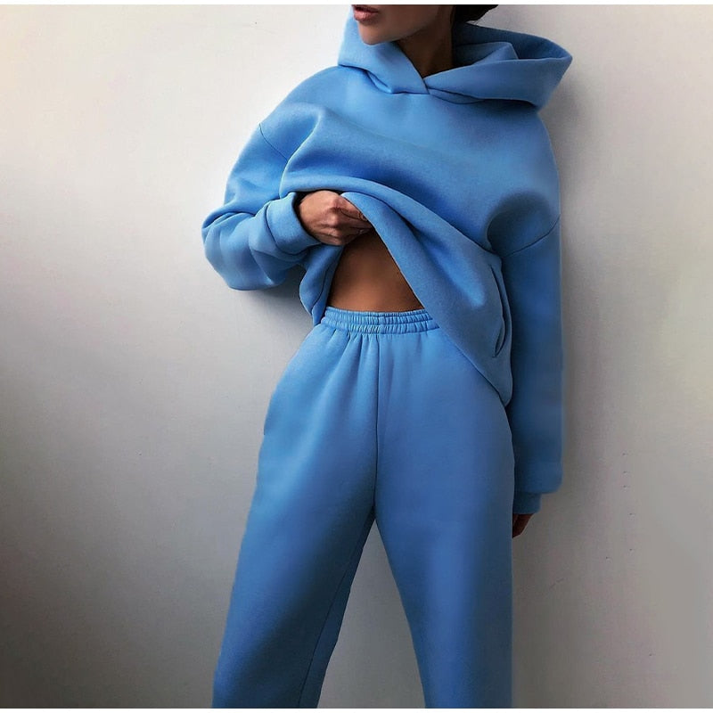 Women's Jogging Set - Oversized Hoodie & Pants - Soft Cotton - Relaxed Fit
