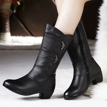 Fitted Silhouette Side Zip Mid-Calf Boots