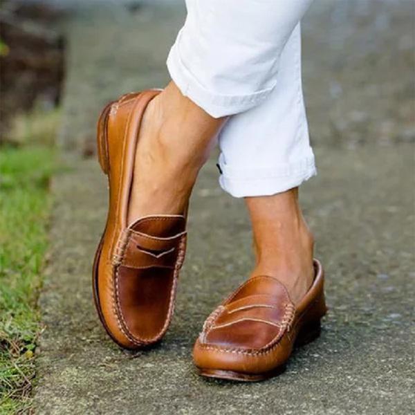 Leather Low Heel Comfort Loafers