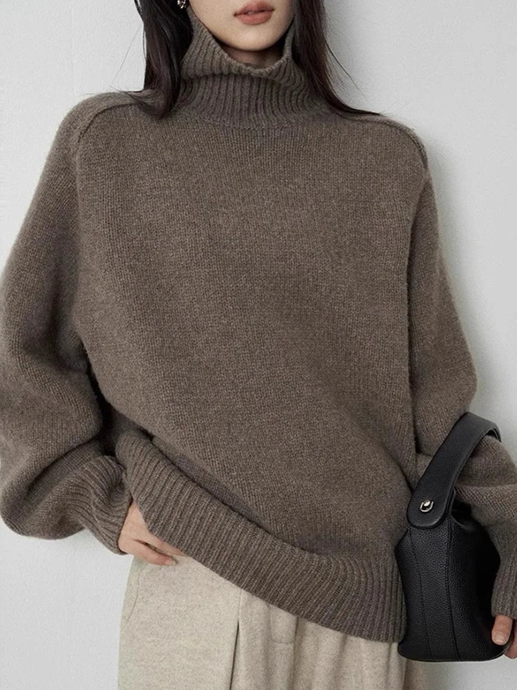 Wool Blend High-Neck Oversized Sweatshirt