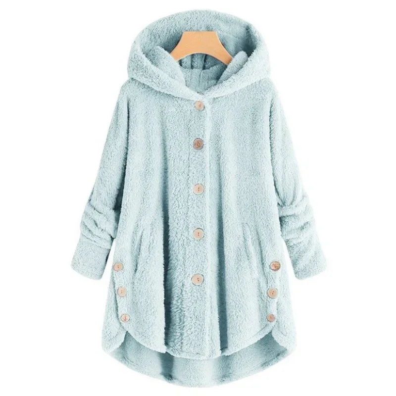 Plush Hooded Relaxed Fit Fleece Jacket