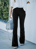 Women's Velvet Trousers – High-Waisted – Flared Legs – Soft and Textured