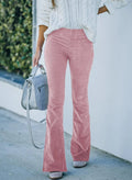 Women's Velvet Trousers – High-Waisted – Flared Legs – Soft and Textured
