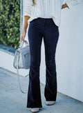 Women's Velvet Trousers – High-Waisted – Flared Legs – Soft and Textured