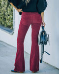 Women's Velvet Trousers – High-Waisted – Flared Legs – Soft and Textured