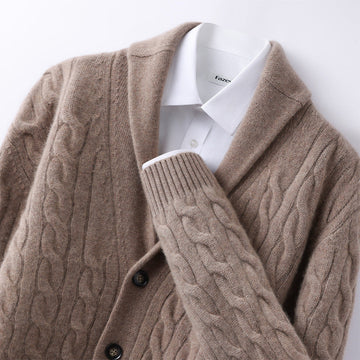 Wool Cable Knit Regular Fit Cardigan