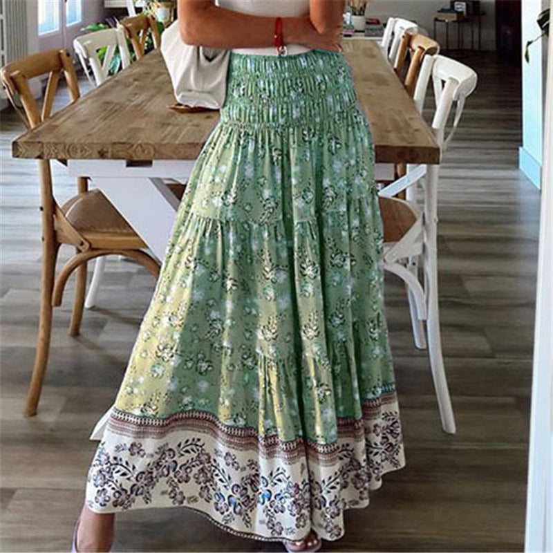 Layered Elastic Waist Maxi Skirt