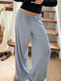 Women's Pants - Wide Leg - High Waist - Striped Lightweight Design