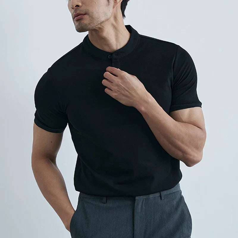 Men's T-shirt – Slim Fit – Light Cotton – Collar – Short Sleeves Casual Style