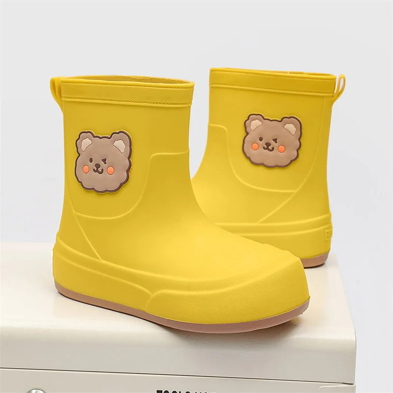 Waterproof Ankle Bear Motif Rain Boots