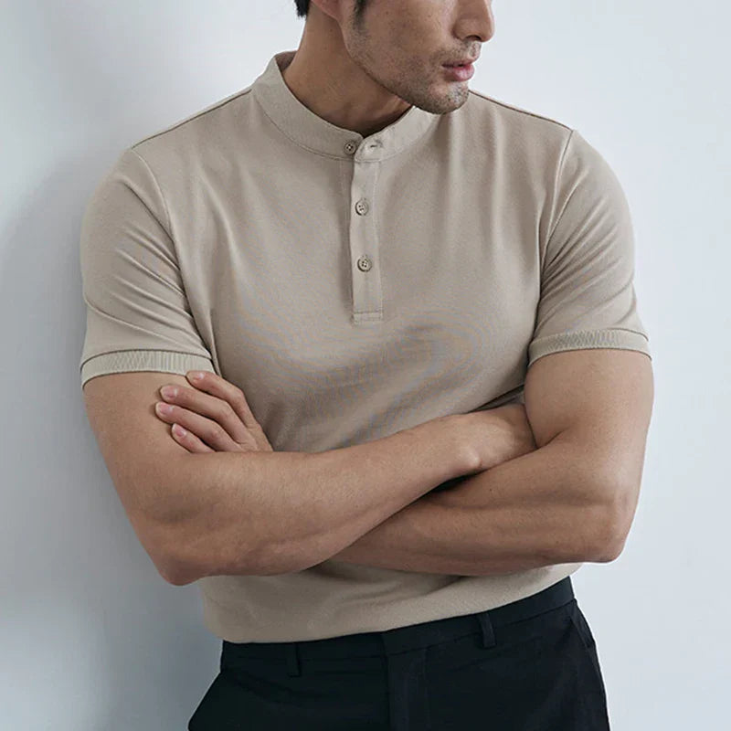 Men's T-shirt – Slim Fit – Light Cotton – Collar – Short Sleeves Casual Style