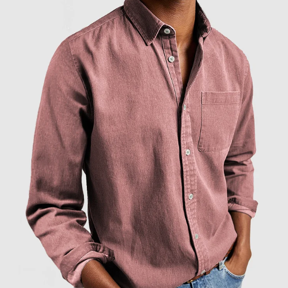 Long Sleeved Regular Fit Chest Pocket Shirt