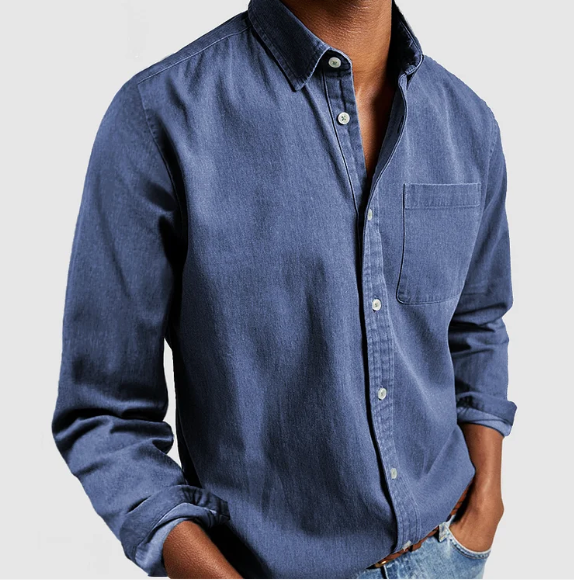 Long Sleeved Regular Fit Chest Pocket Shirt