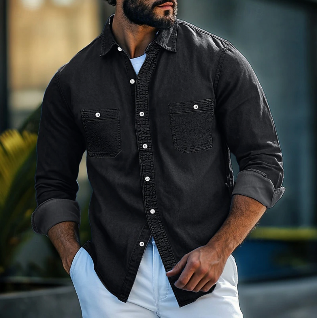 Denim Regular Fit Long-Sleeved Shirt