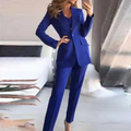 Women's Suit - Elegant Three-Piece Set - Blazer, Sleeveless Crop Top & High-Waisted Trousers
