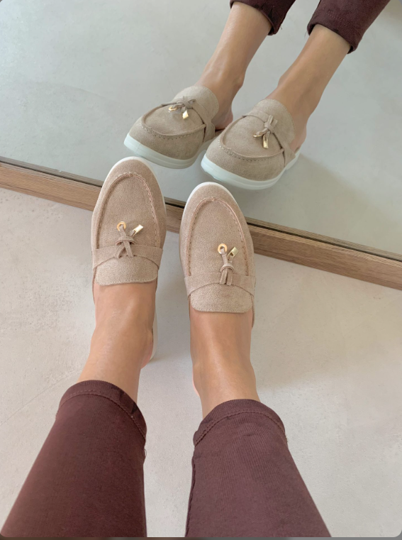 Soft Velour Slip-on Bow Shoes Loafers