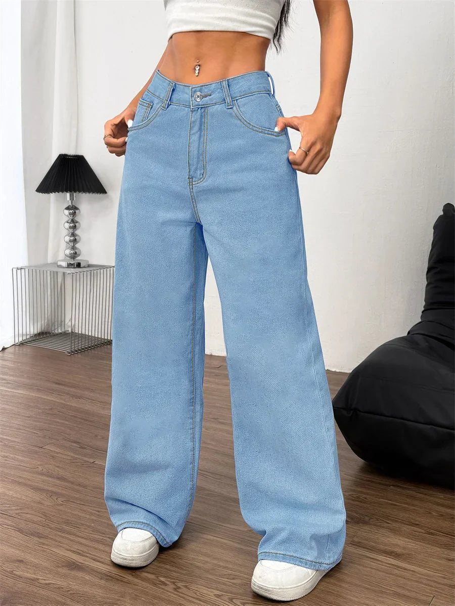 Women's Jeans - High-Waisted Wide-Leg - Comfortable Fit - Classic Denim Look
