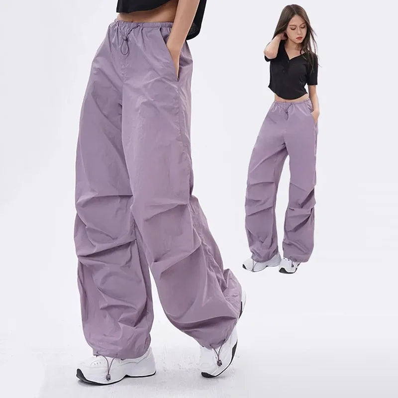Women's Parachute Pants - Loose Fit - Lightweight Design - Adjustable Waist
