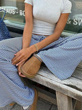 Women's Pants - Wide Leg - High Waist - Striped Lightweight Design