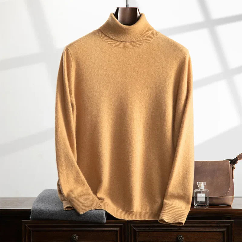 Men's Turtleneck Sweater – Cashmere – Relaxed Fit – Ribbed Edges – Soft Knit