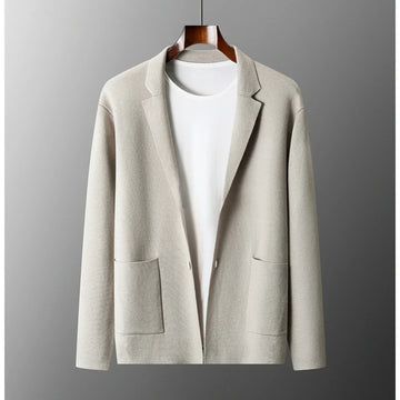 Tailored Notched Lapel Wool Cardigan