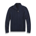 Men's Sweater with Half Zip – Cable Knit – Cotton Blend – Regular Fit – Ribbed Edges