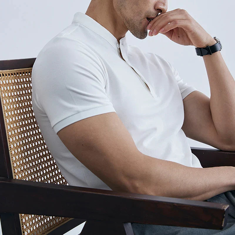 Men's T-shirt – Slim Fit – Light Cotton – Collar – Short Sleeves Casual Style